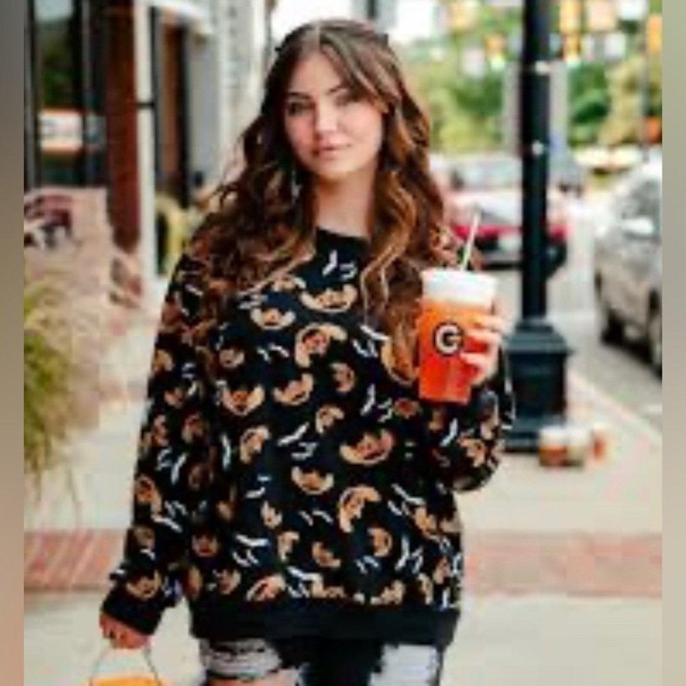 Disney Stitch Pumpkins Bats Sweatshirt Sz Youth Sz L